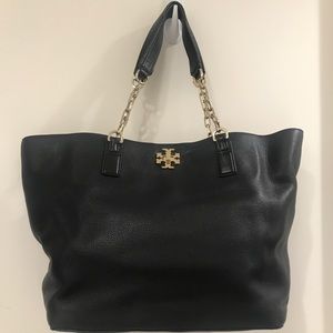 Tory Burch Black leather tote purse